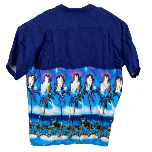 Pineapple Connection Men's Hawaiian Shirt XL Blue with Palm Tree Print Casual - Picture 2 of 7